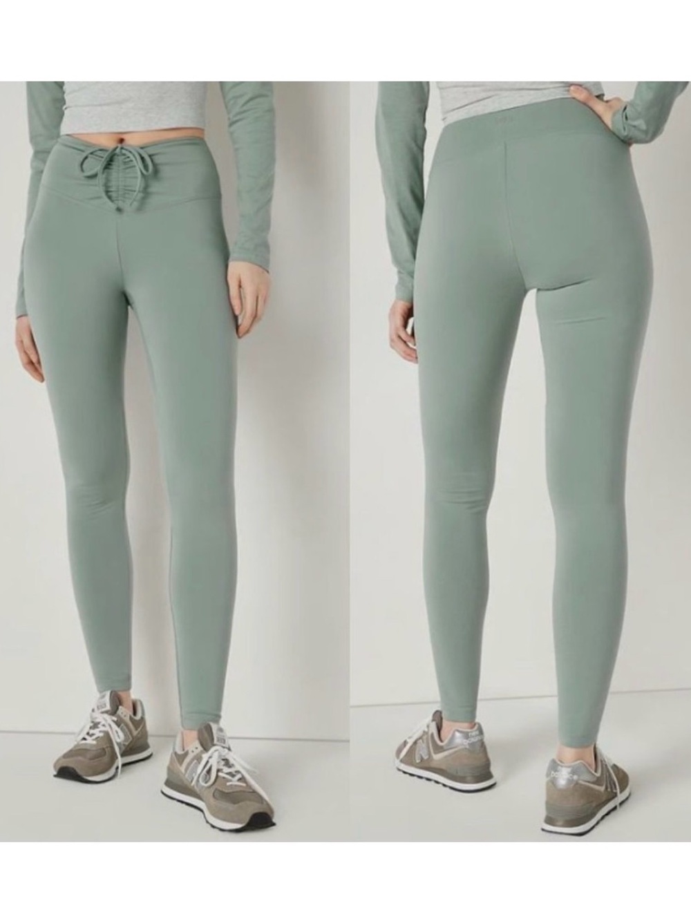 VS Pink Adjustable Waist Ruched Leggings NWT in Iceberg Green Small